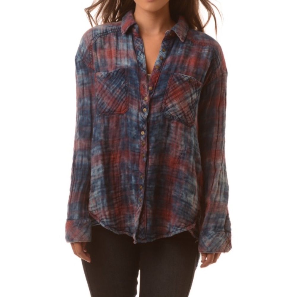 Free people comfy plaid flannel shirt